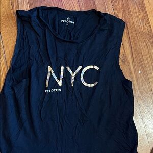 Peloton Women's Black and Gold NYC Muscle Tee